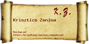 Krisztics Zenina névjegykártya